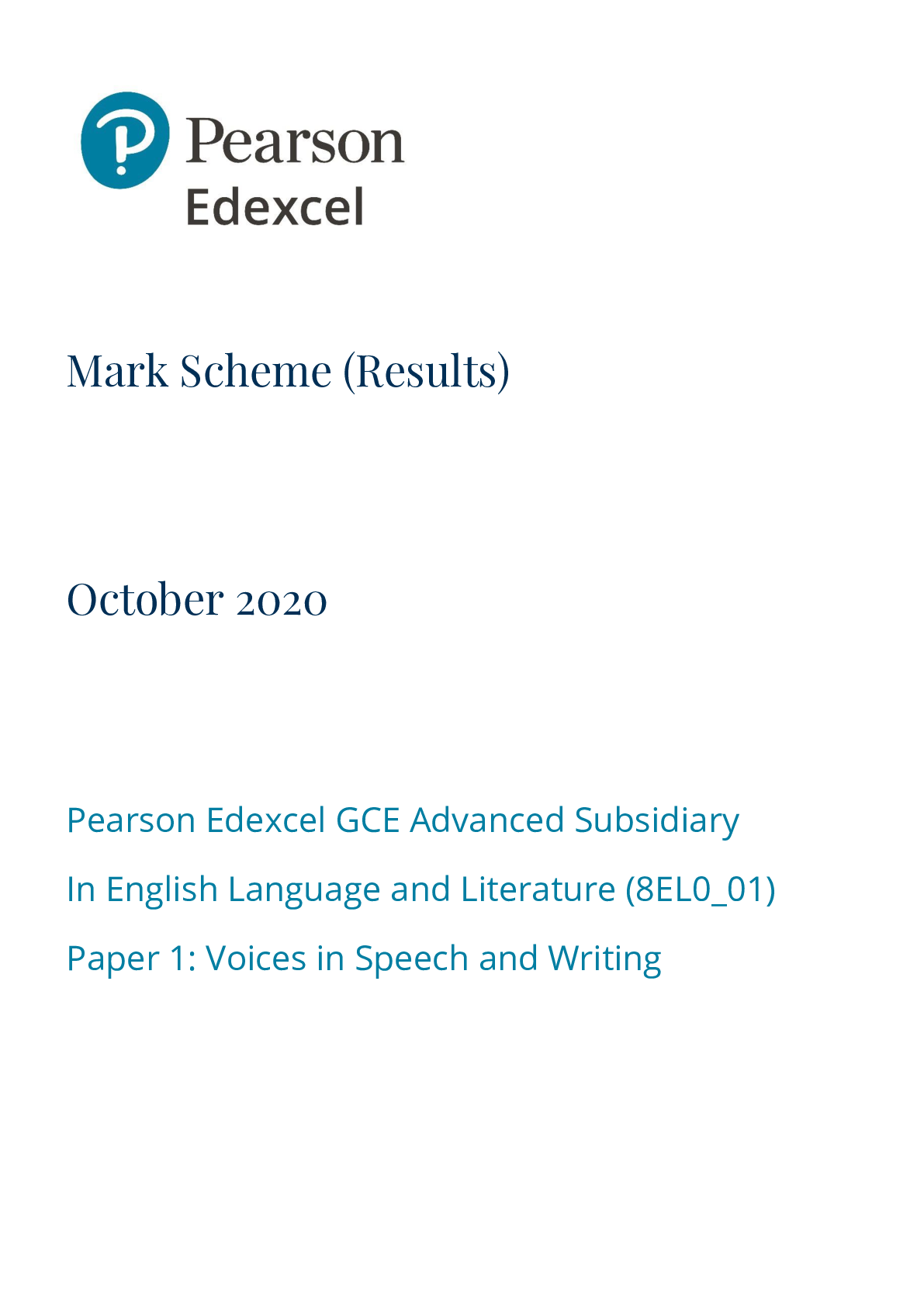 english coursework mark scheme edexcel